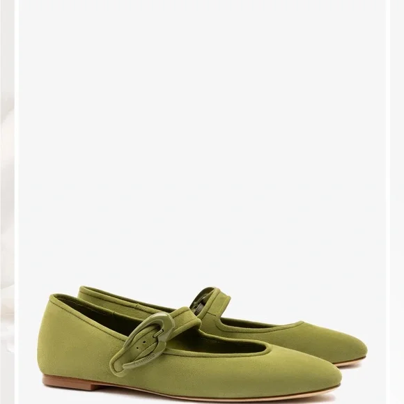 Larroude Verona Ballet Flat In Seaweed Suede - Picture 3 of 14